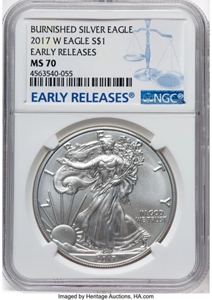 image for: 2017-W $1 Silver Eagle, Burnished, Early Releases MS70 NGC. ...
