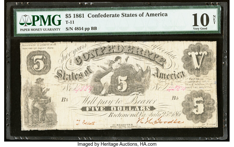 image for: T11 $5 1861 PF-4 Cr. 44 PMG Very Good 10 Net....