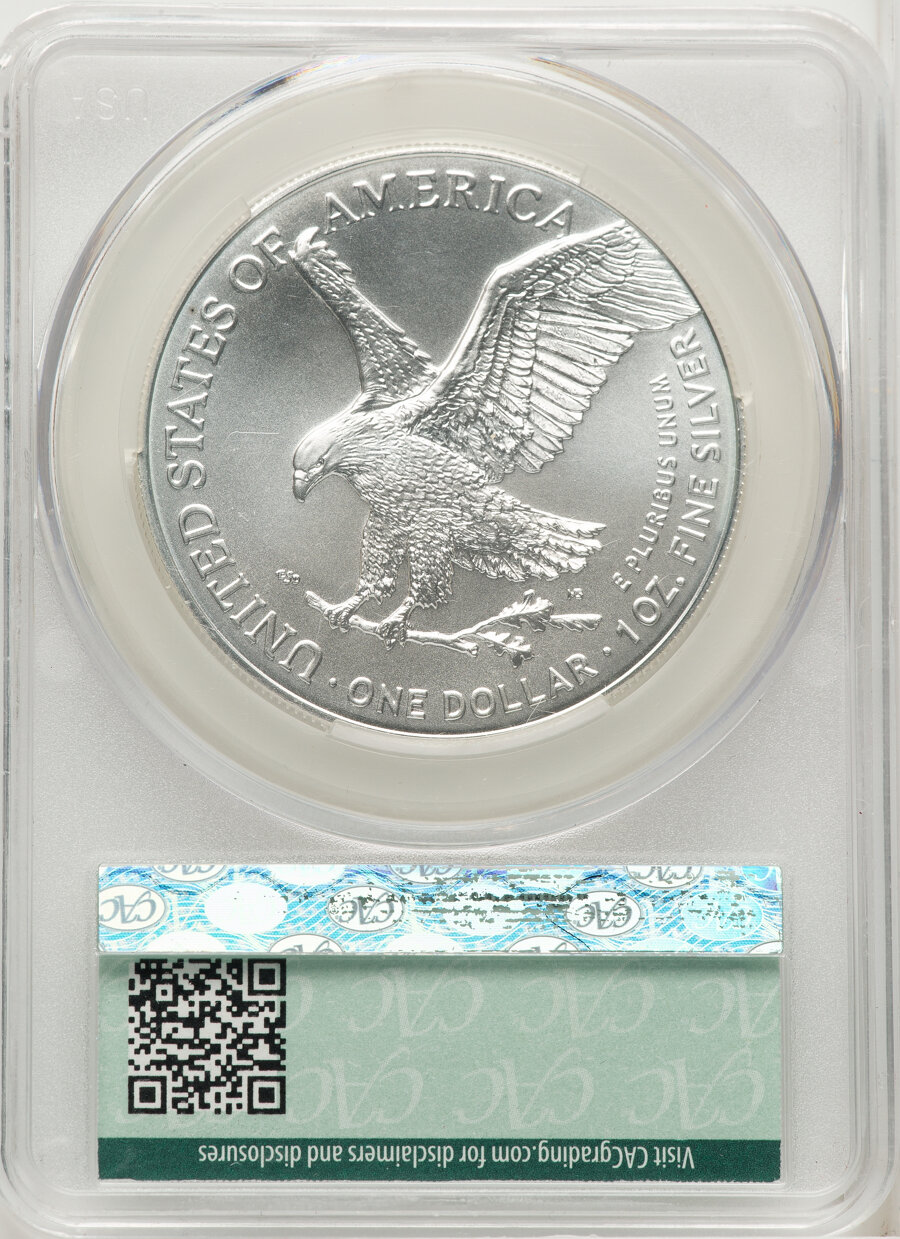 image for: 2024-(W) $1 Silver Eagle, Struck at West Point, First Delivery, MS70 CACG....