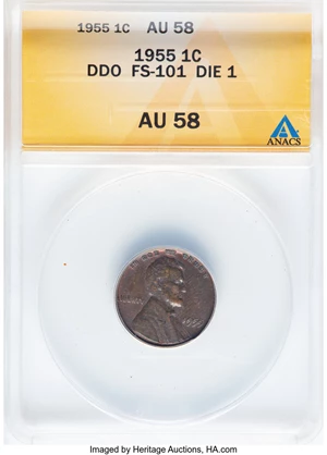 image for: 1955 1C Doubled Die Obverse, FS-101, AU58 ANACS. Die 1. Mintage 5,000....