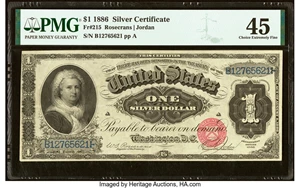 image for: Fr. 215 $1 1886 Silver Certificate PMG Choice Extremely Fine 45....