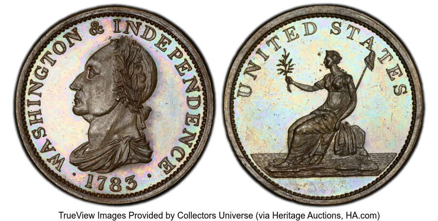 image for: 1783-Dated Washington & Independence Cent, Draped Bust, No Button, Copper Restrike, Plain Edge PR64 Brown PCGS. Baker-3E, Vlac...