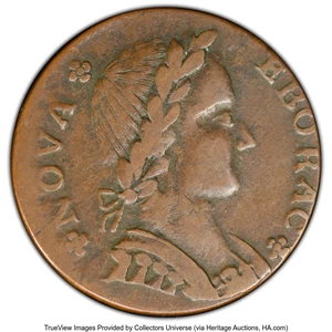 image for: 1787 Nova Eborac Copper, Seated Right, W-5760, R.4, VF25 PCGS. PCGS Population: (9/51 and 0/0+)....