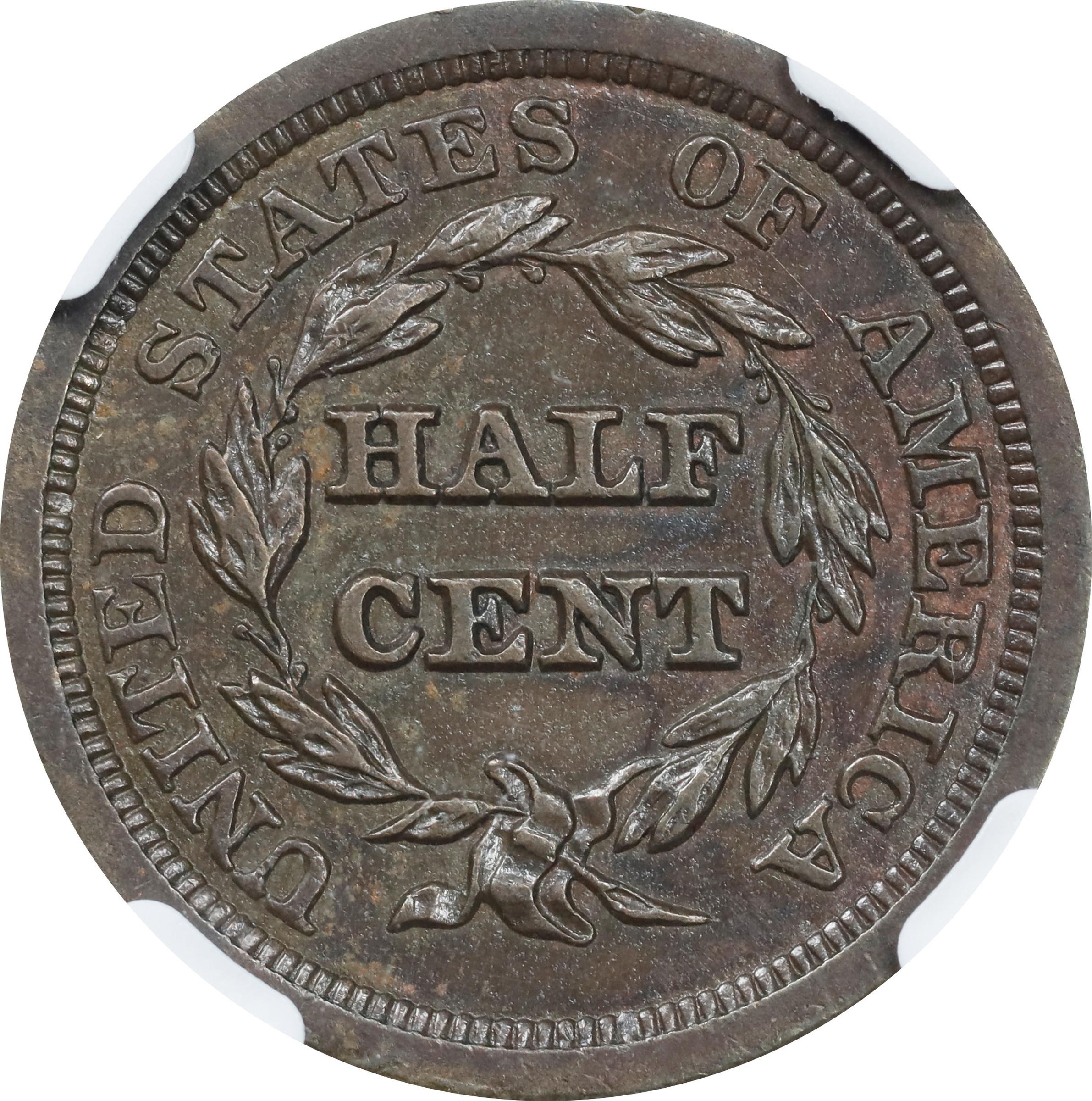 1850 Braided Hair Half Penny BN Mint State (MS) Pricing Guide