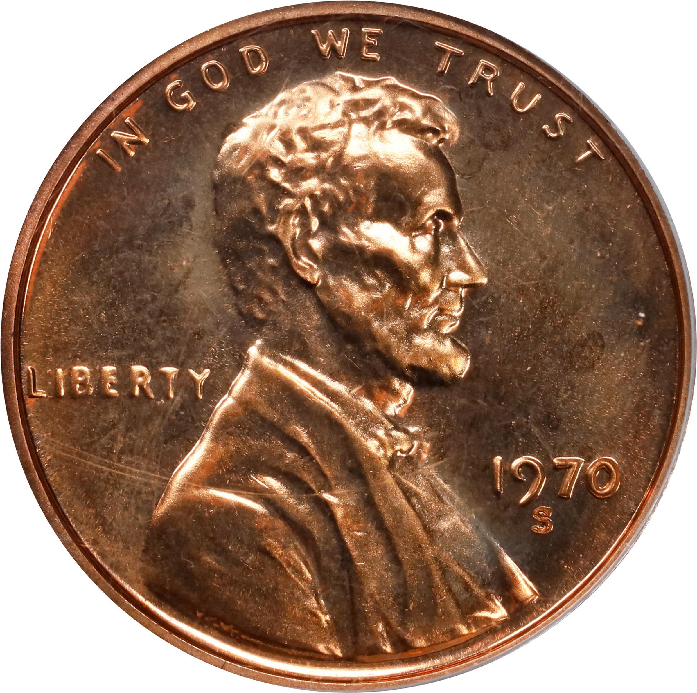 image for: 1970-S Lincoln Cent. FS-1402. Small Date. Proof-67 RD (ANACS).