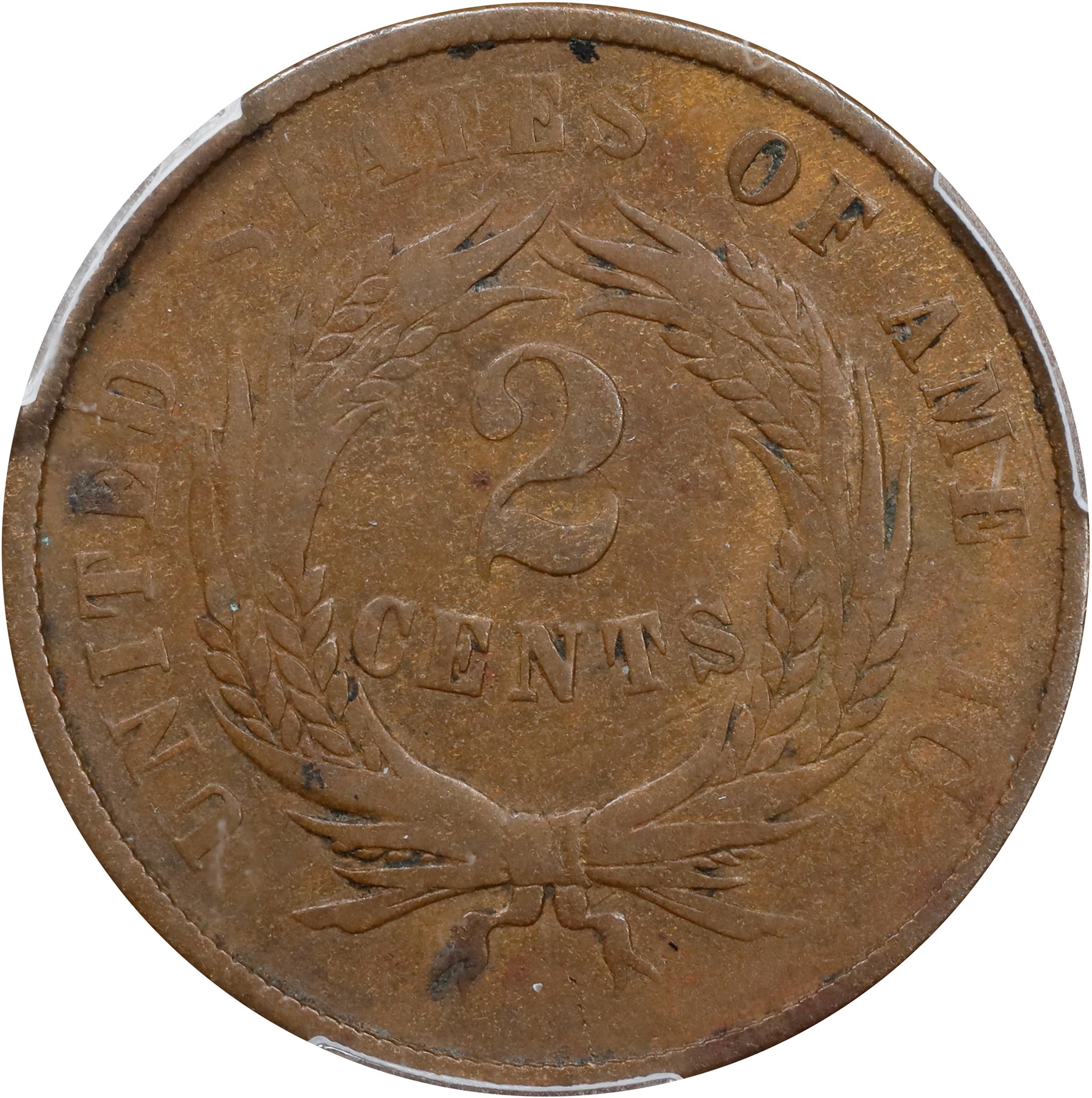 image for: 1867 Two-Cent Piece. FS-101. Doubled Die Obverse. Fine Details--Damage (PCGS).