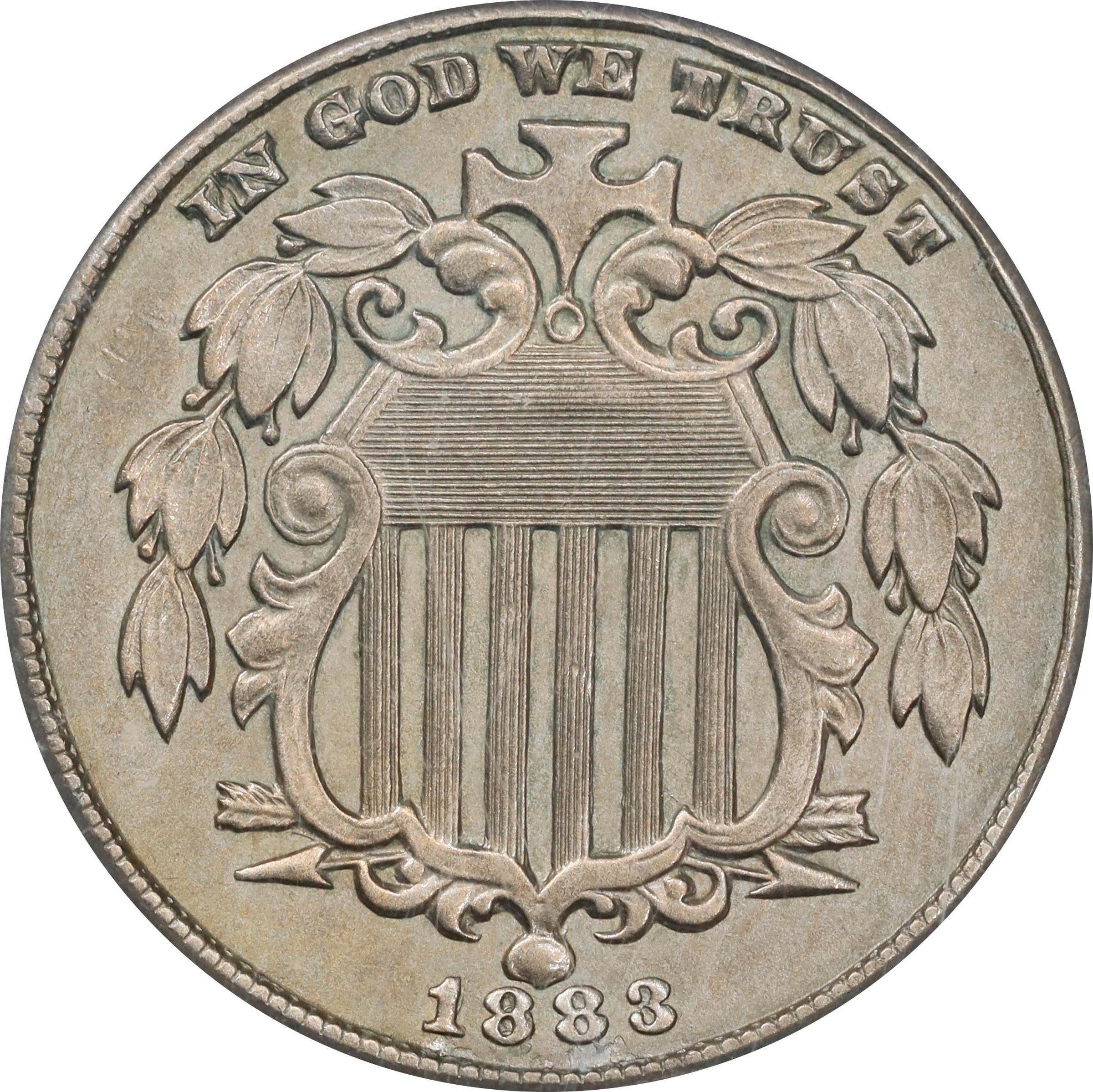 image for: 1883/2 Shield Nickel. FS-312, Breen-2523. MS-60 (ANACS).