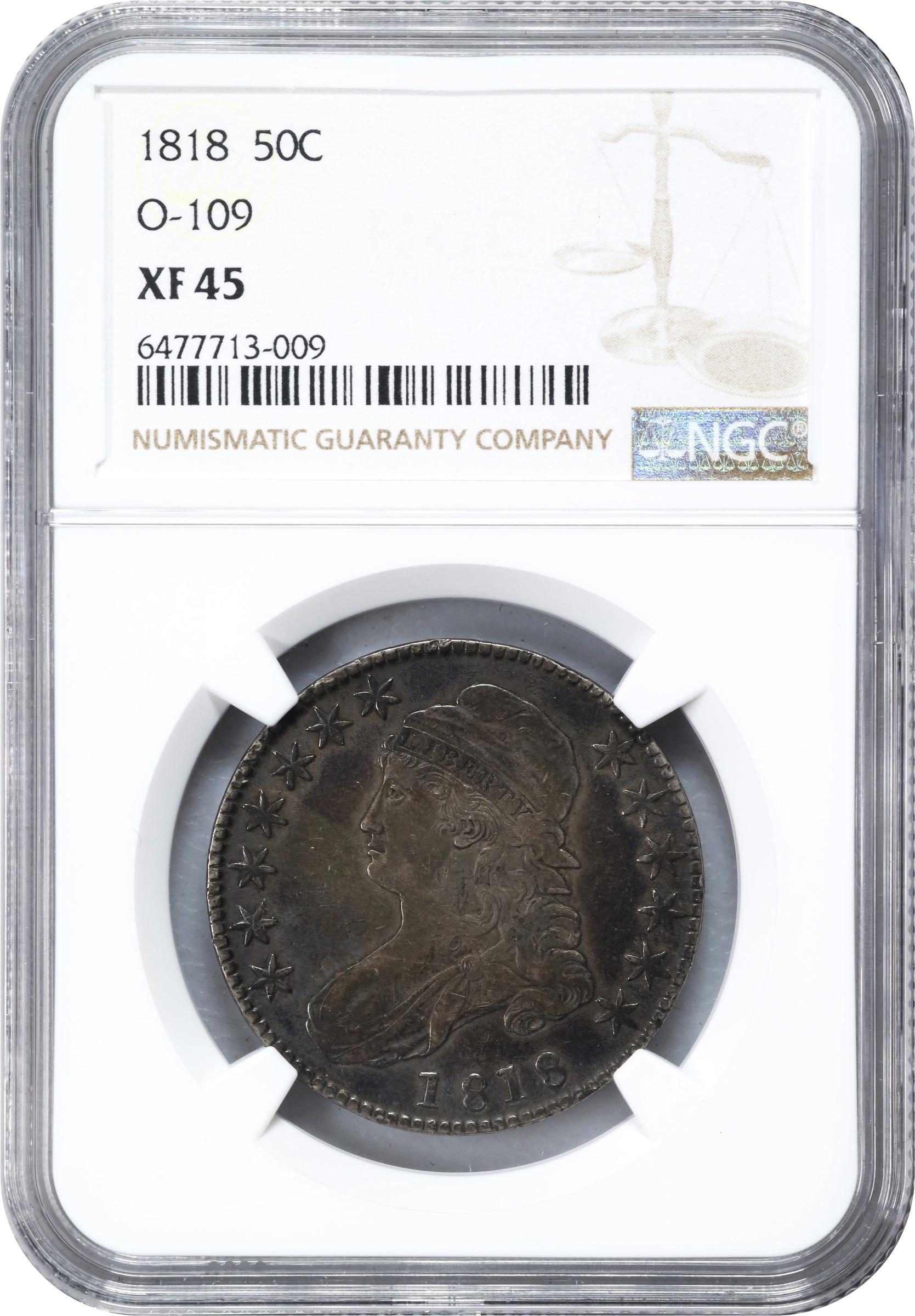 image for: 1818 Capped Bust Half Dollar. O-109. Rarity-2. EF-45 (NGC).