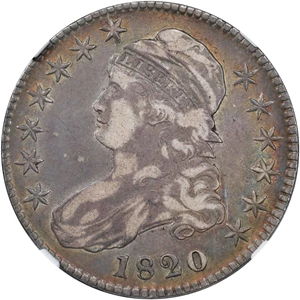 image for: 1820 Capped Bust Half Dollar. O-108. Rarity-2. Square Base No Knob 2, Large Date. VF-35 (NGC).