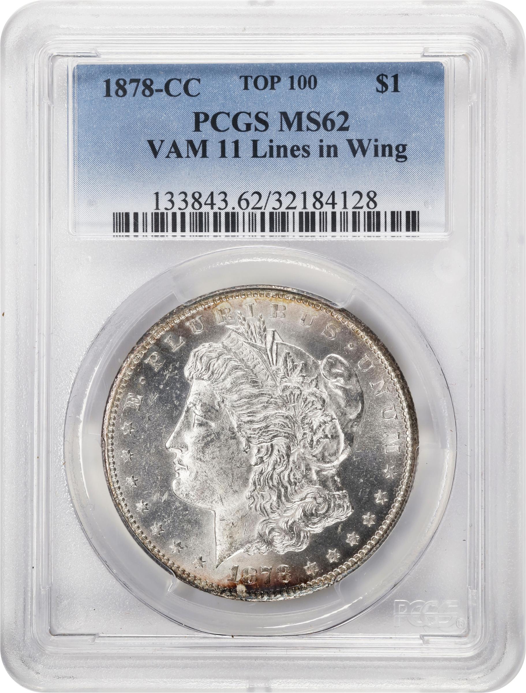 1878-CC $1  Lines in Wing, VAM-11 AU50 thumbnail 20