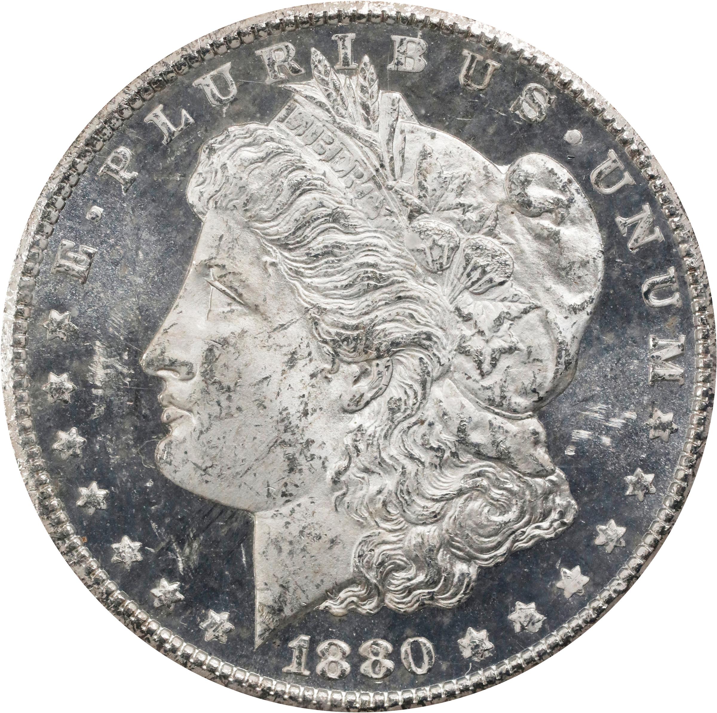 image for: 1880-CC GSA Morgan Silver Dollar. VAM-6. Top 100 Variety. 8/Low 7. MS-63 DMPL (PCGS).