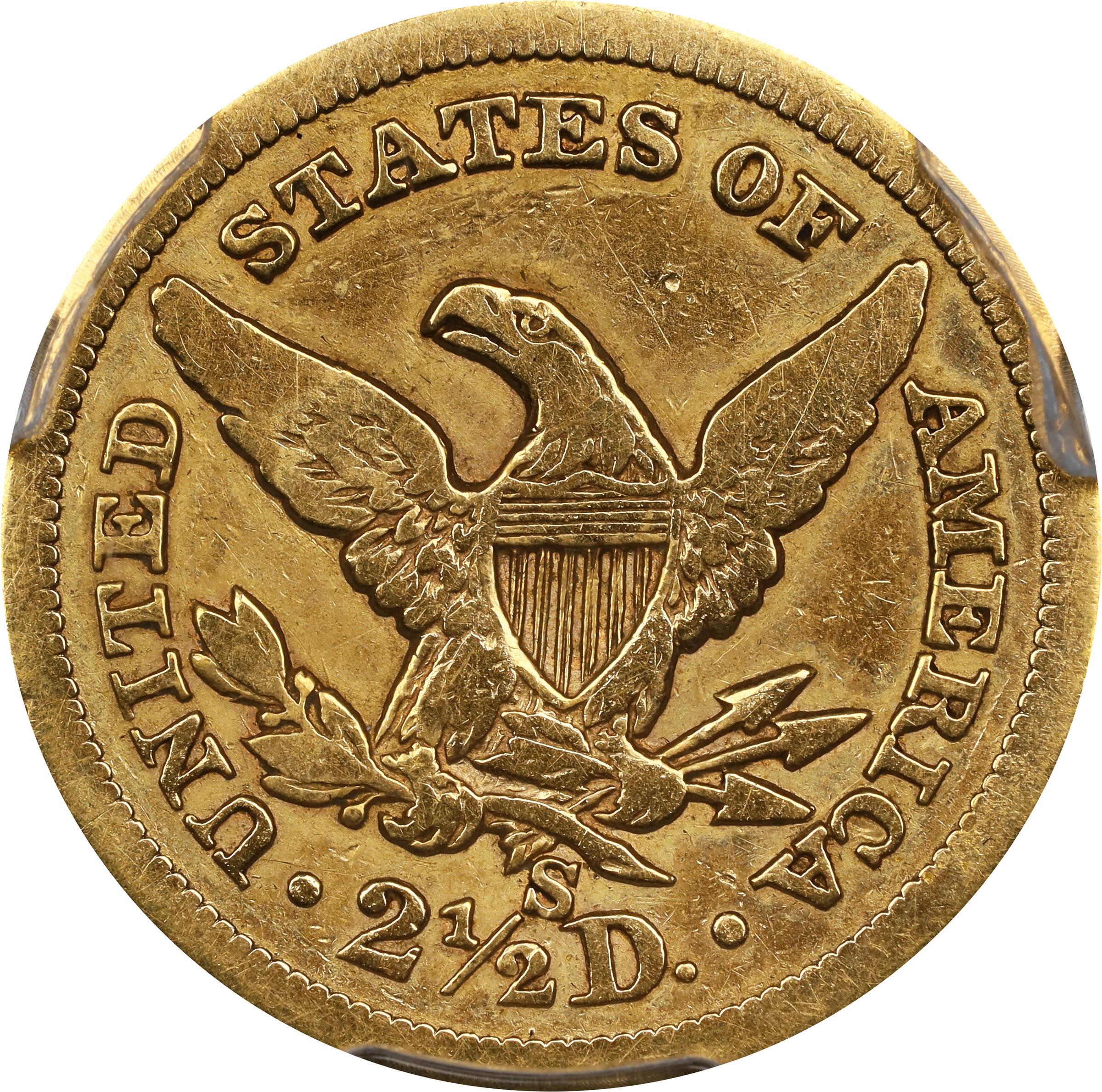 image for: 1863-S Liberty Head Quarter Eagle. VF Details--Ex Jewelry (PCGS).