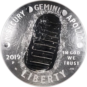 image for: 2019-P Apollo 11 50th Anniversary 5-Ounce Silver Dollar. First Day of Issue. Proof-70 Ultra Cameo (NGC).