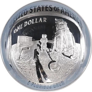 image for: 2019-P Apollo 11 50th Anniversary 5-Ounce Silver Dollar. First Day of Issue. Proof-70 Ultra Cameo (NGC).