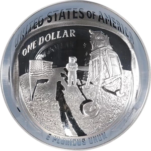 image for: 2019-P Apollo 11 50th Anniversary 5-Ounce Silver Dollar. First Day of Issue. Proof-70 Ultra Cameo (NGC).