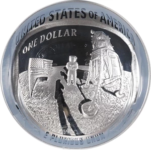image for: 2019-P Apollo 11 50th Anniversary 5-Ounce Silver Dollar. First Day of Issue. Proof-70 Ultra Cameo (NGC).
