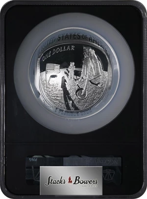 image for: 2019-P Apollo 11 50th Anniversary 5-Ounce Silver Dollar. First Day of Issue. Proof-70 Ultra Cameo (NGC).