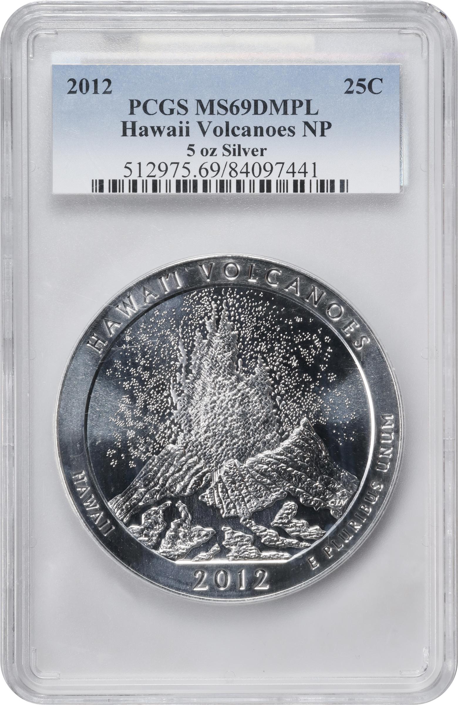 image for: 2012 America the Beautiful Silver Bullion Coin. Hawai'i Volcanoes National Park. MS-69 DMPL (PCGS).