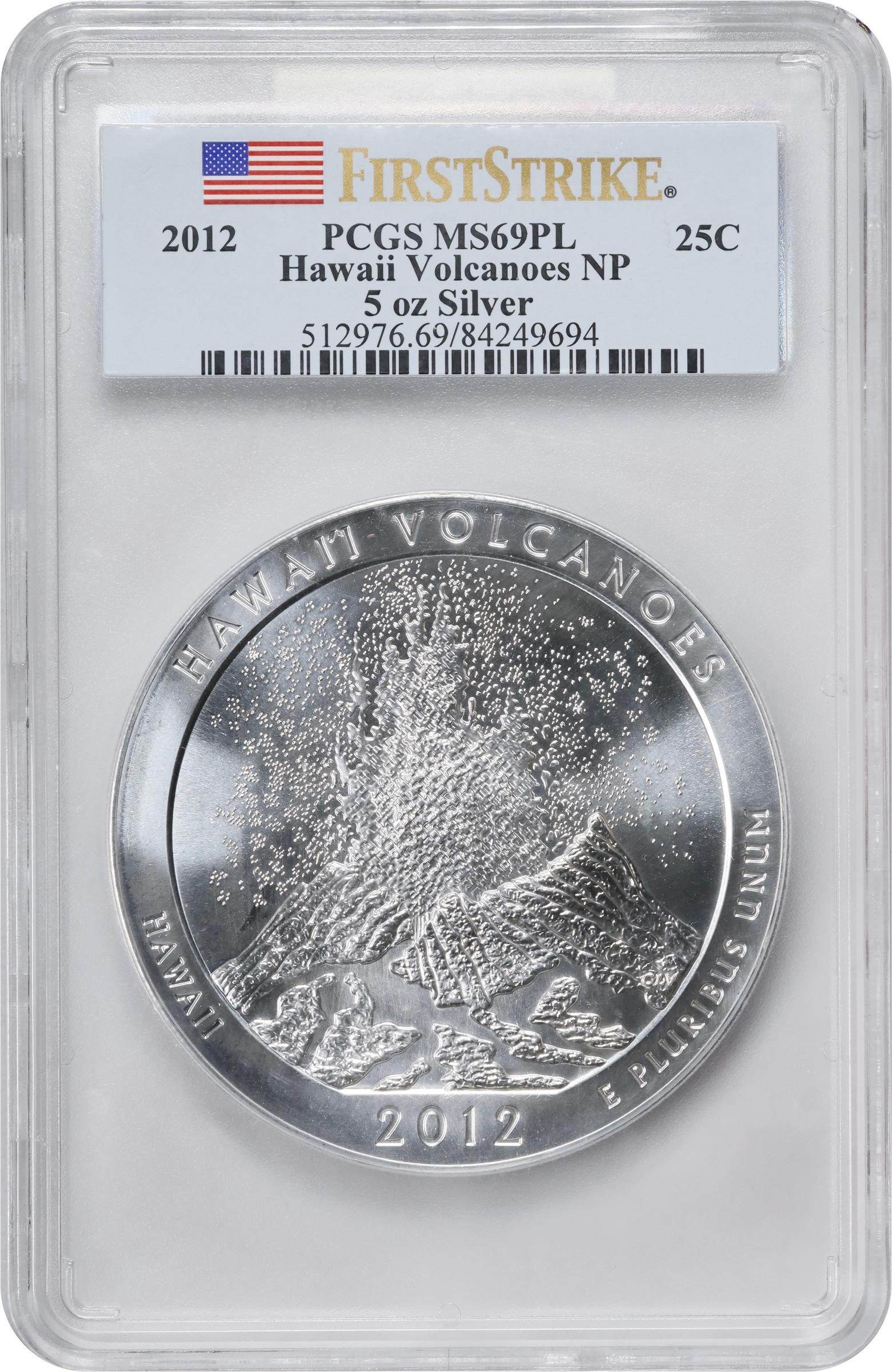 image for: 2012 America the Beautiful Silver Bullion Coin. Hawai'i Volcanoes National Park. First Strike. MS-69 PL (PCGS).