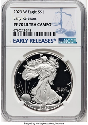 image for: 2023-W $1 Silver Eagle, Early Releases, PR70 Ultra Cameo NGC....