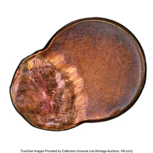 image for: (1959-82) 1C Lincoln Cent -- Struck 75% Off-Center, Die Cap Strike -- MS62 Red and Brown PCGS. PCGS Population: (9/51 and 0...