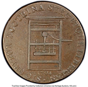 image for: 1794 Franklin Press Token, Plain Edge, Breen-1165, W-8850, R.1, XF45 PCGS. CAC. From The Flat Wallet Collection....