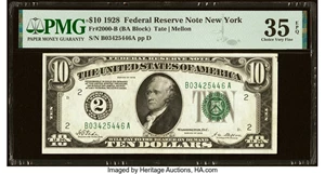 image for: Fr. 2000-B $10 1928 Federal Reserve Note. PMG Choice Very Fine 35 EPQ....