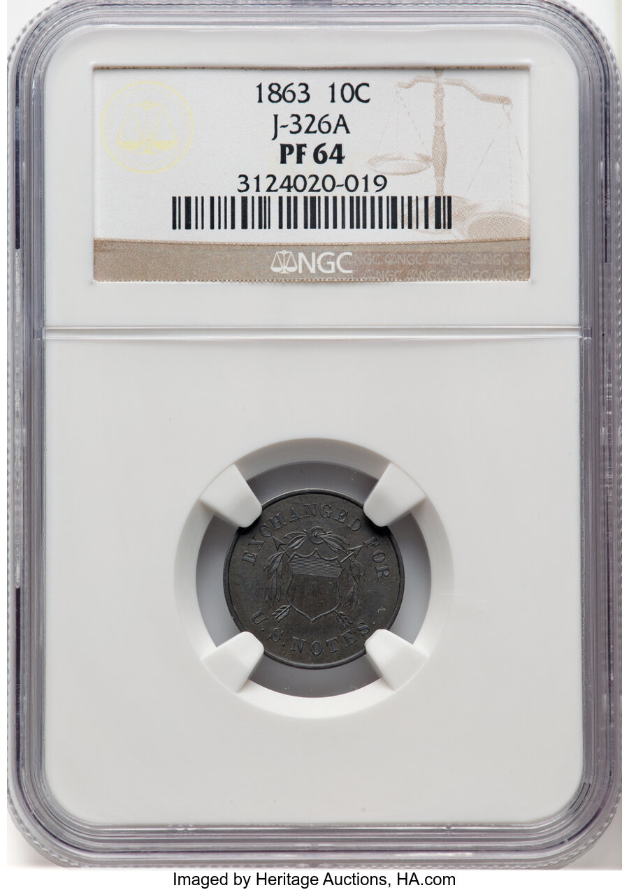 image for: 1863 10C Ten Cents, Judd-326A, Pollock-394, High R.6, PR64 NGC. NGC Census: (2/4).  ...