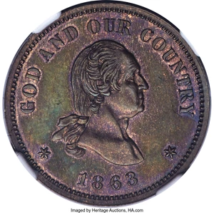 image for: 1863 2C Two Cent Piece, Judd-305, Pollock-370, Baker-37, GW-670, R.4, PR66 Brown NGC....