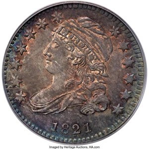 image for: 1821 10C Small Date, JR-8, R.2, MS63 PCGS. CAC....