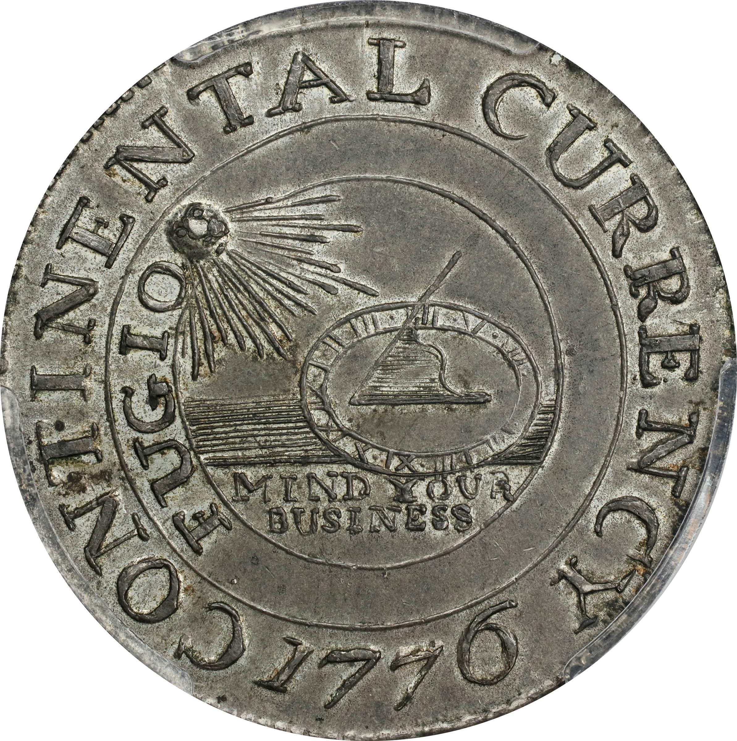 image for: "1776" (1783) Continental Dollar. Newman 2-C, W-8455. Rarity-3. CURRENCY. Pewter. MS-62+ (PCGS). CAC. CMQ.