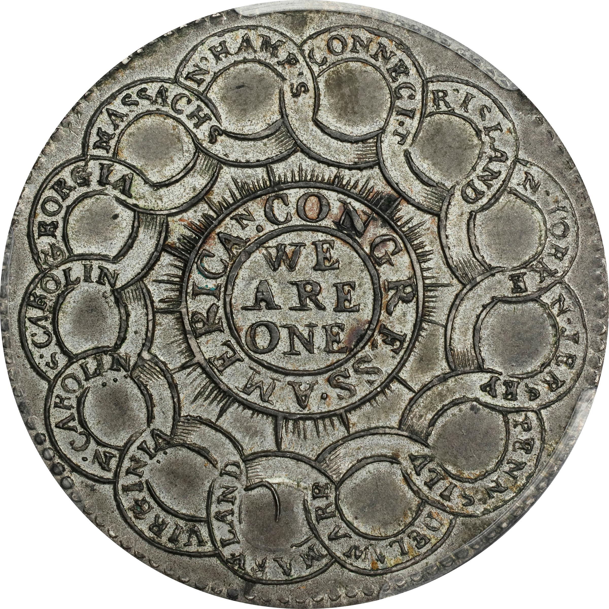 image for: "1776" (1783) Continental Dollar. Newman 2-C, W-8455. Rarity-3. CURRENCY. Pewter. MS-62+ (PCGS). CAC. CMQ.