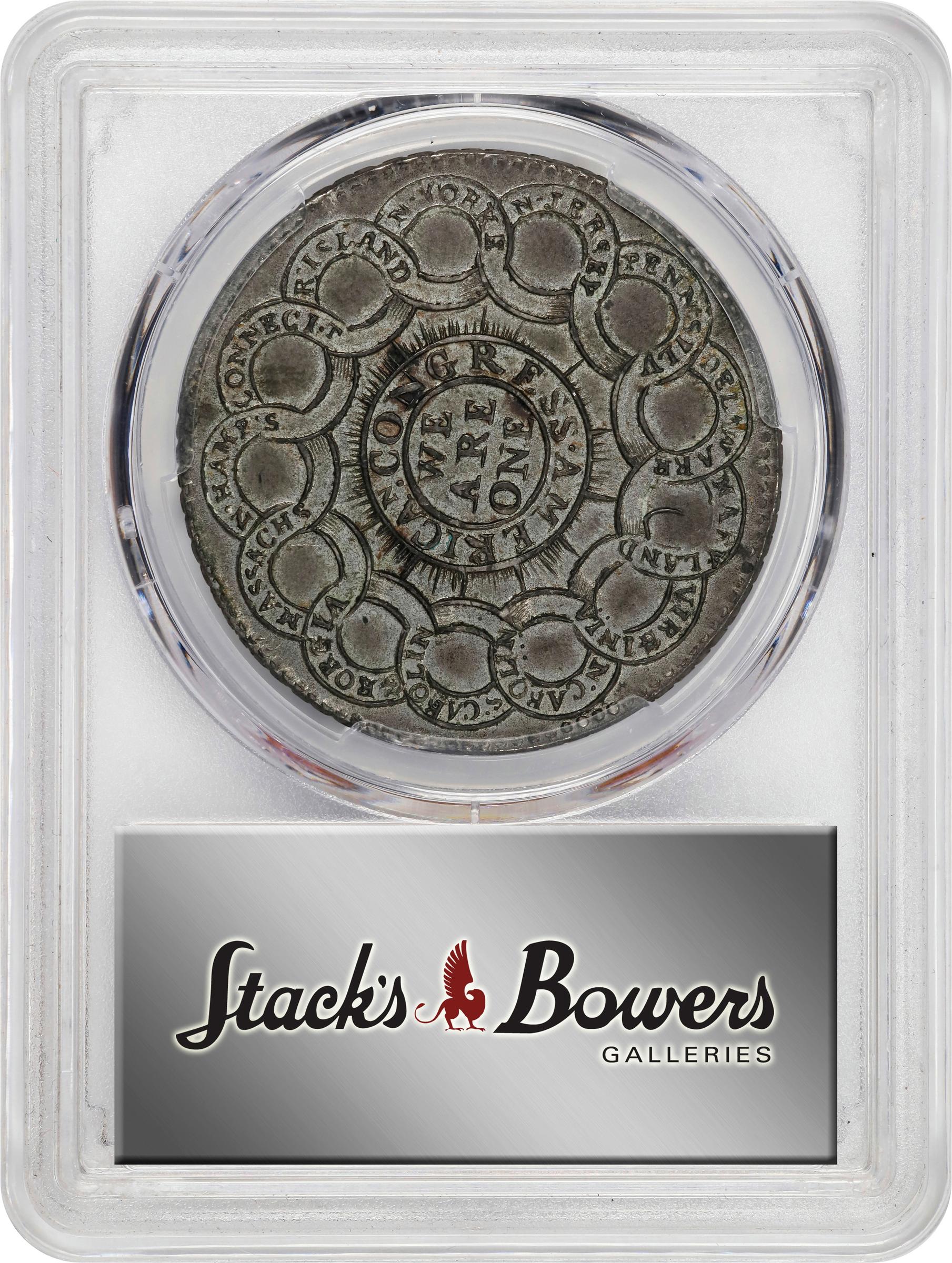 image for: "1776" (1783) Continental Dollar. Newman 2-C, W-8455. Rarity-3. CURRENCY. Pewter. MS-62+ (PCGS). CAC. CMQ.