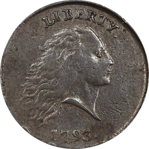 image for: 1793 Flowing Hair Cent. Chain Reverse. S-4, B-5. Rarity-3. AMERICA, With Periods. VF-30 (PCGS).