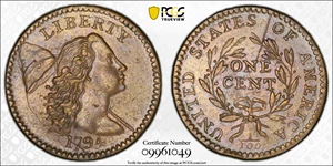 image for: 1794 Liberty Cap Cent. S-44, B-33. Rarity-1. Head of 1794, Short Bust. AU-55 (PCGS). CMQ.
