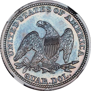 image for: 1848 Liberty Seated Quarter. Briggs-Unlisted. Proof-65 (NGC).