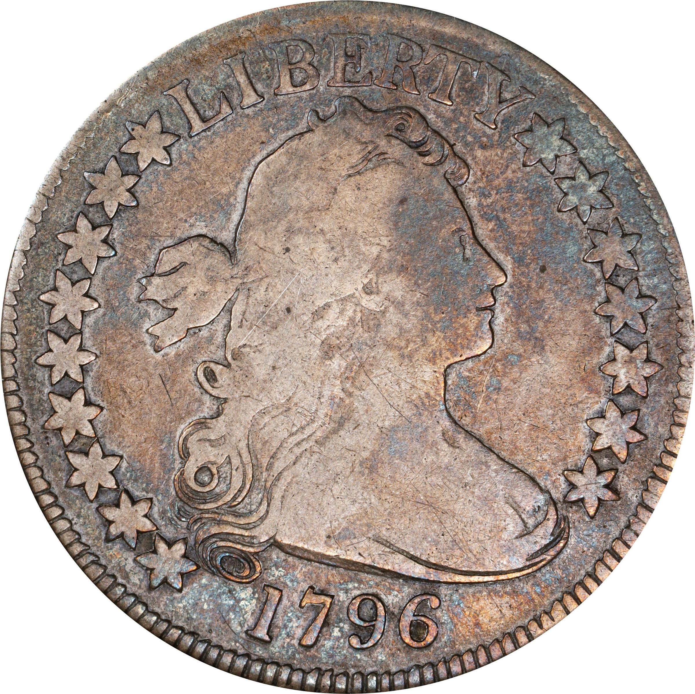 image for: 1796 Draped Bust Half Dollar. Small Eagle. O-102, T-2. Rarity-5+. 16 Stars. VG-8 (NGC). OH.
