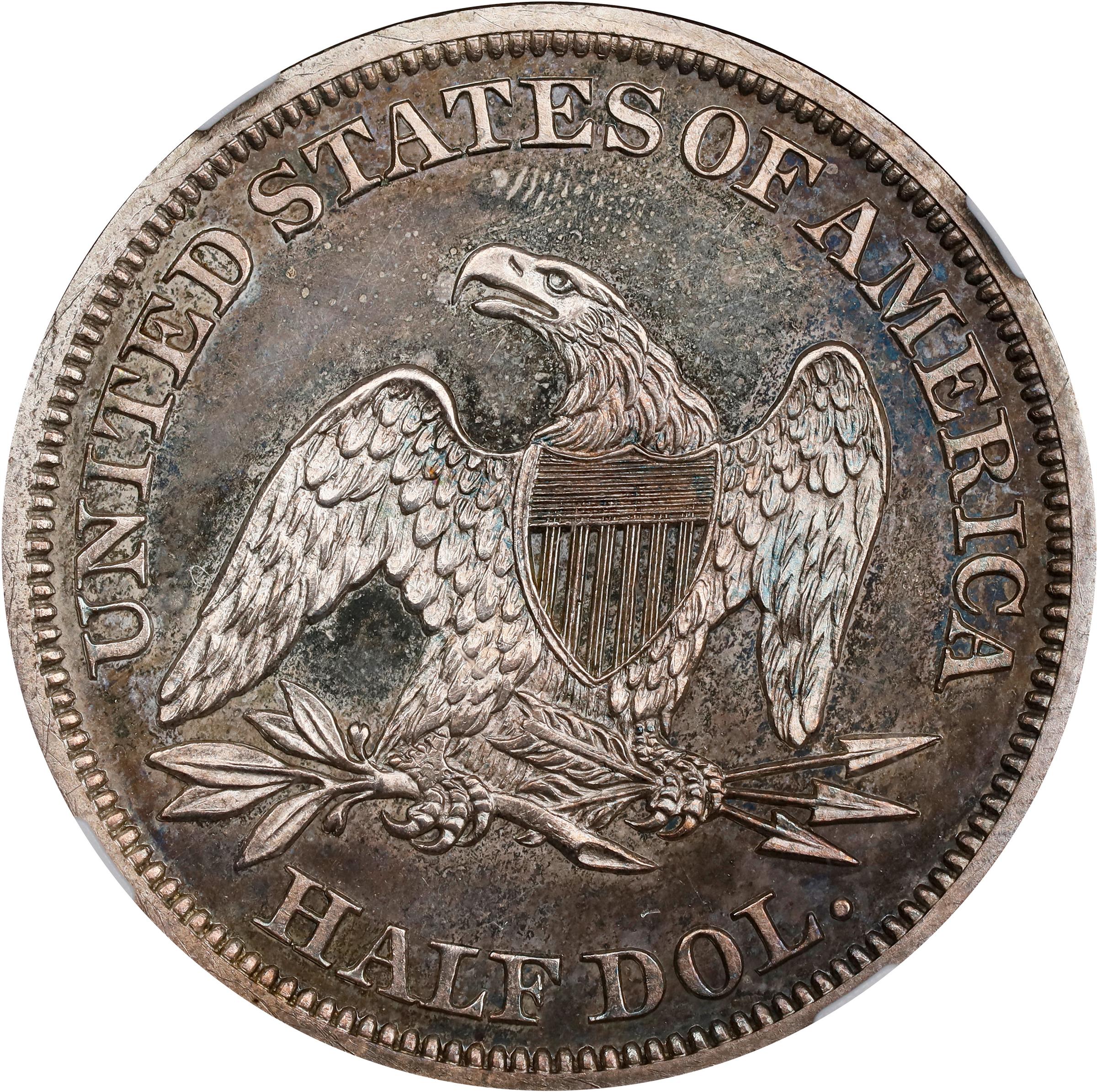 image for: 1842 Liberty Seated Half Dollar. WB-101. Rarity-7 as a Proof. Small Date, Large Letters (a.k.a. Reverse of 1842). Proof-64 (NGC).