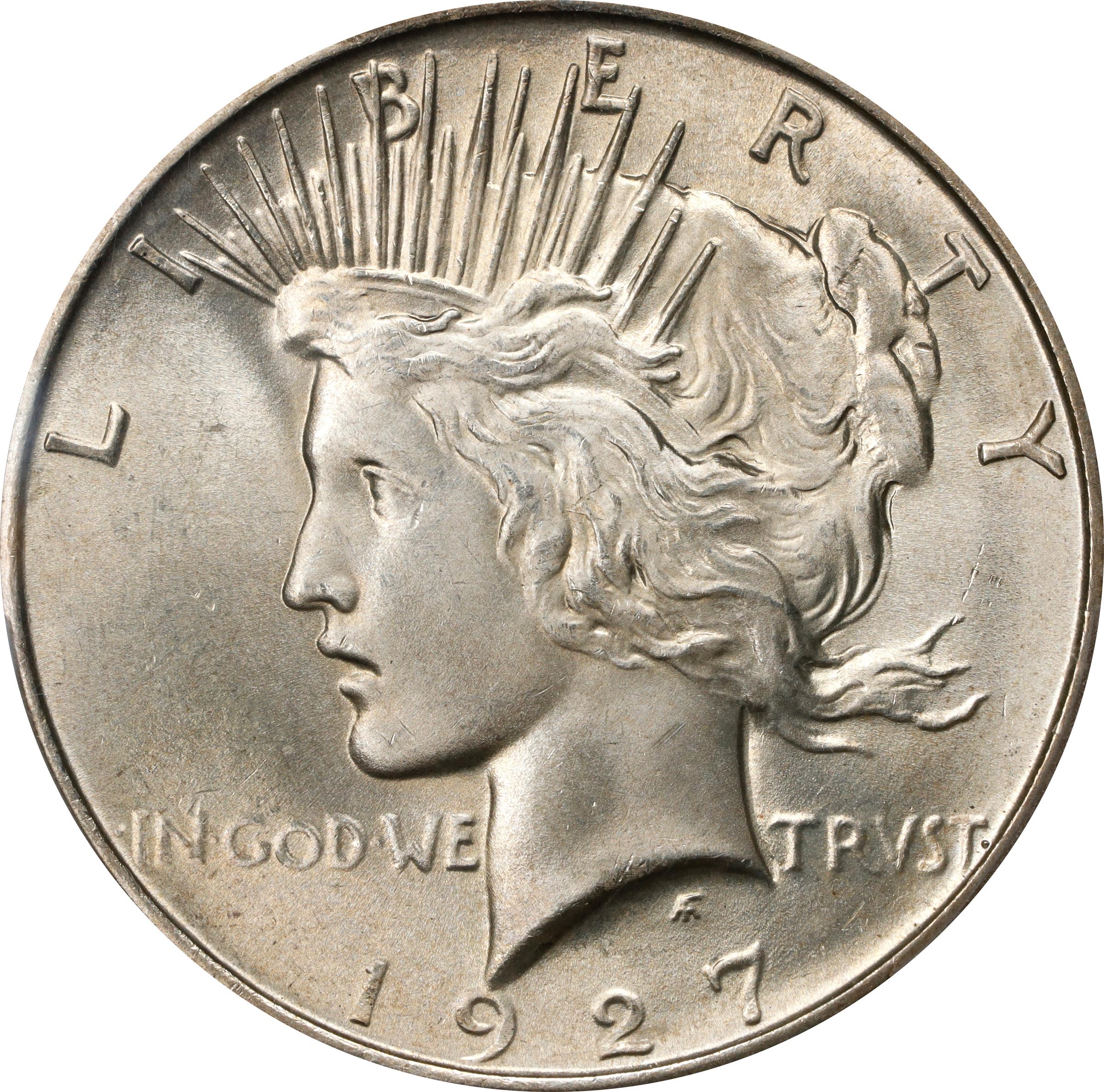 1927-D Peace Silver Dollar. MS-66 (PCGS).