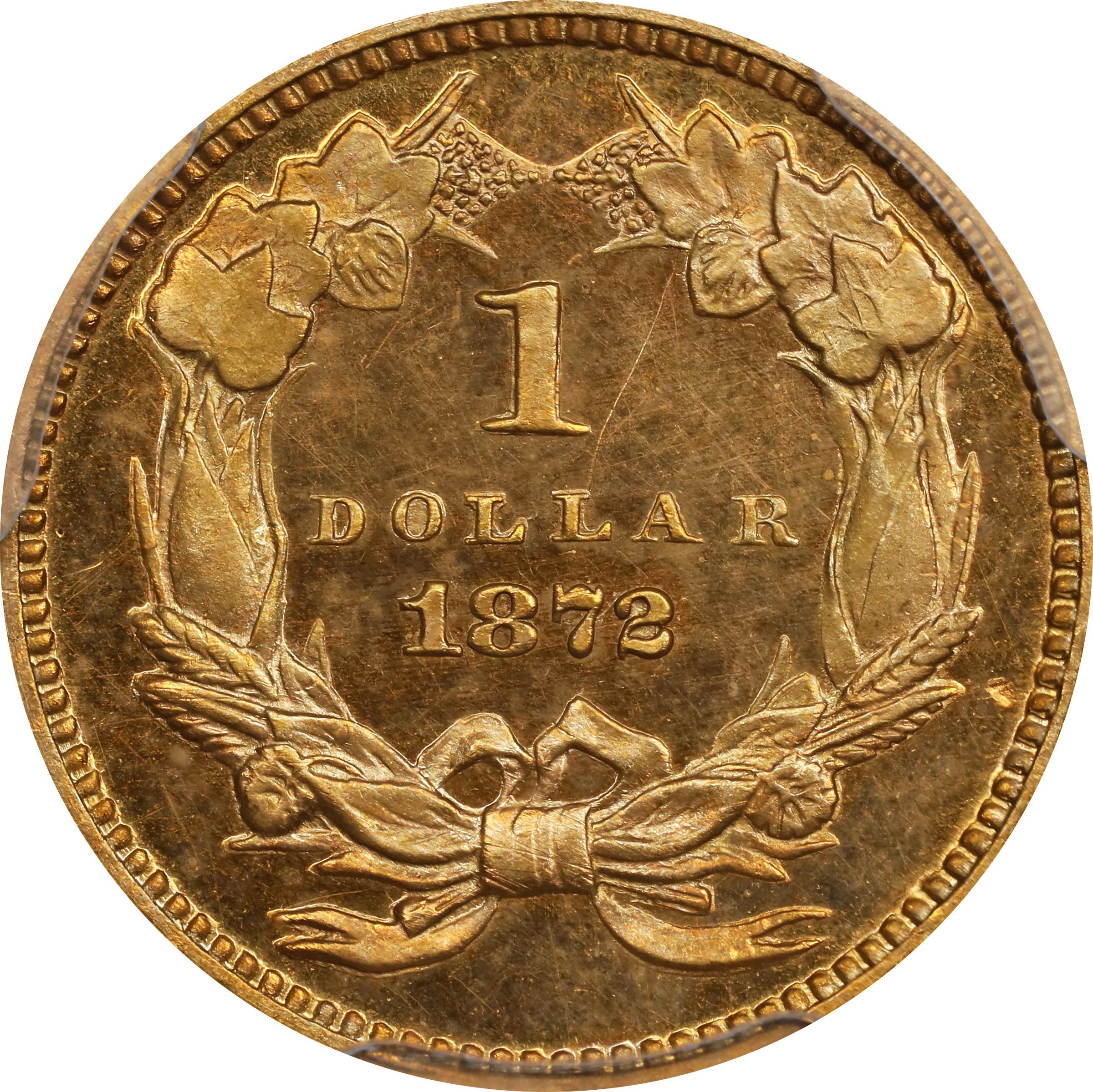 image for: 1872 Gold Dollar. JD-1. Rarity-6. Proof-64 Cameo (PCGS). CMQ.