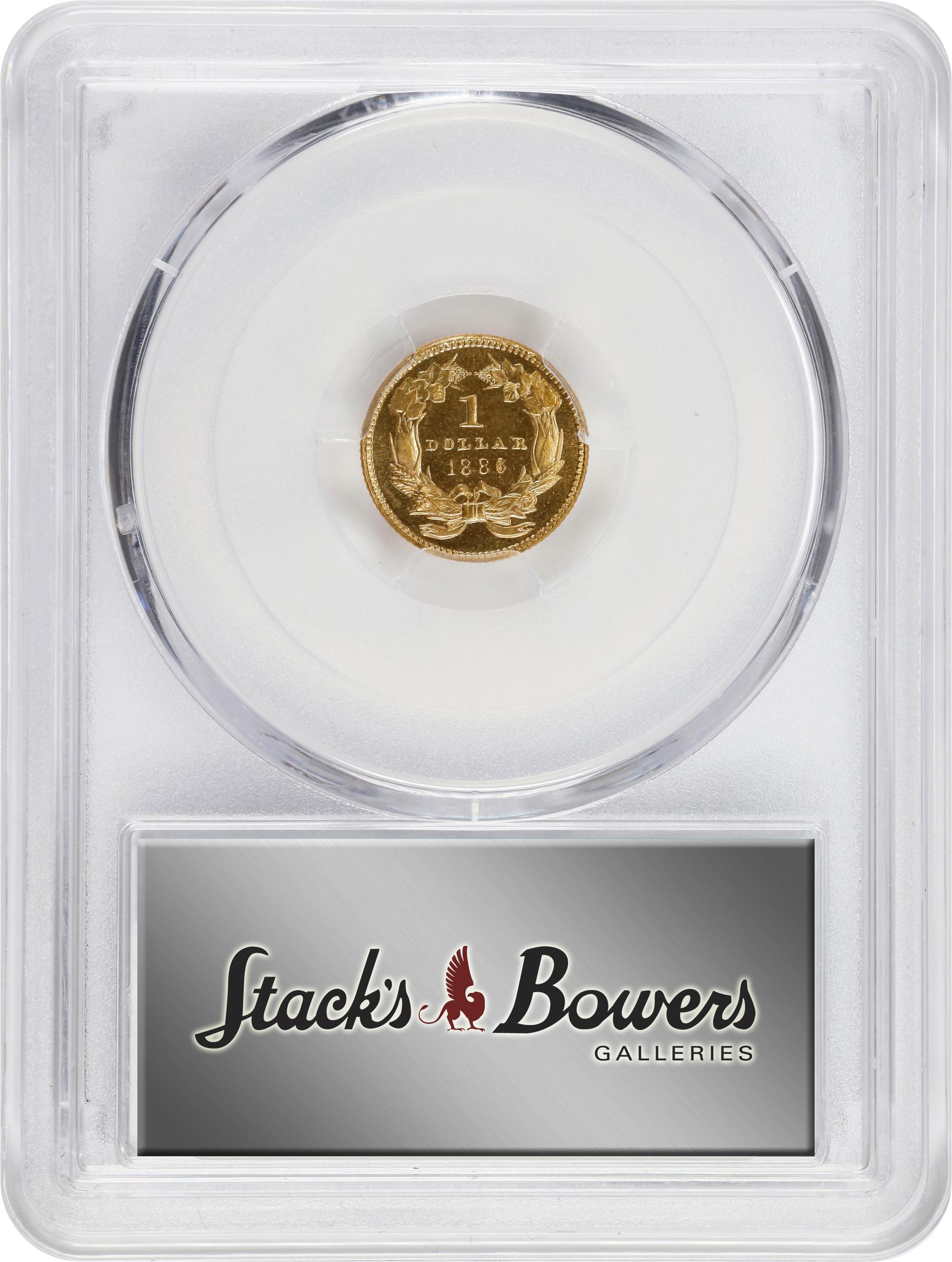 image for: 1886 Gold Dollar. JD-1. Rarity-4. Centered Date. Proof-67 (PCGS).