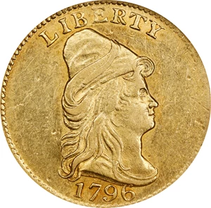 image for: 1796 Capped Bust Right Quarter Eagle. No Stars on Obverse. BD-2. Rarity-4. AU-58 (NGC).