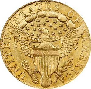 image for: 1796 Capped Bust Right Quarter Eagle. No Stars on Obverse. BD-2. Rarity-4. AU-58 (NGC).