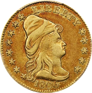 image for: 1806/4 Capped Bust Right Quarter Eagle. BD-1. Rarity-4+. Stars 8x5. EF-40 (PCGS). CMQ.