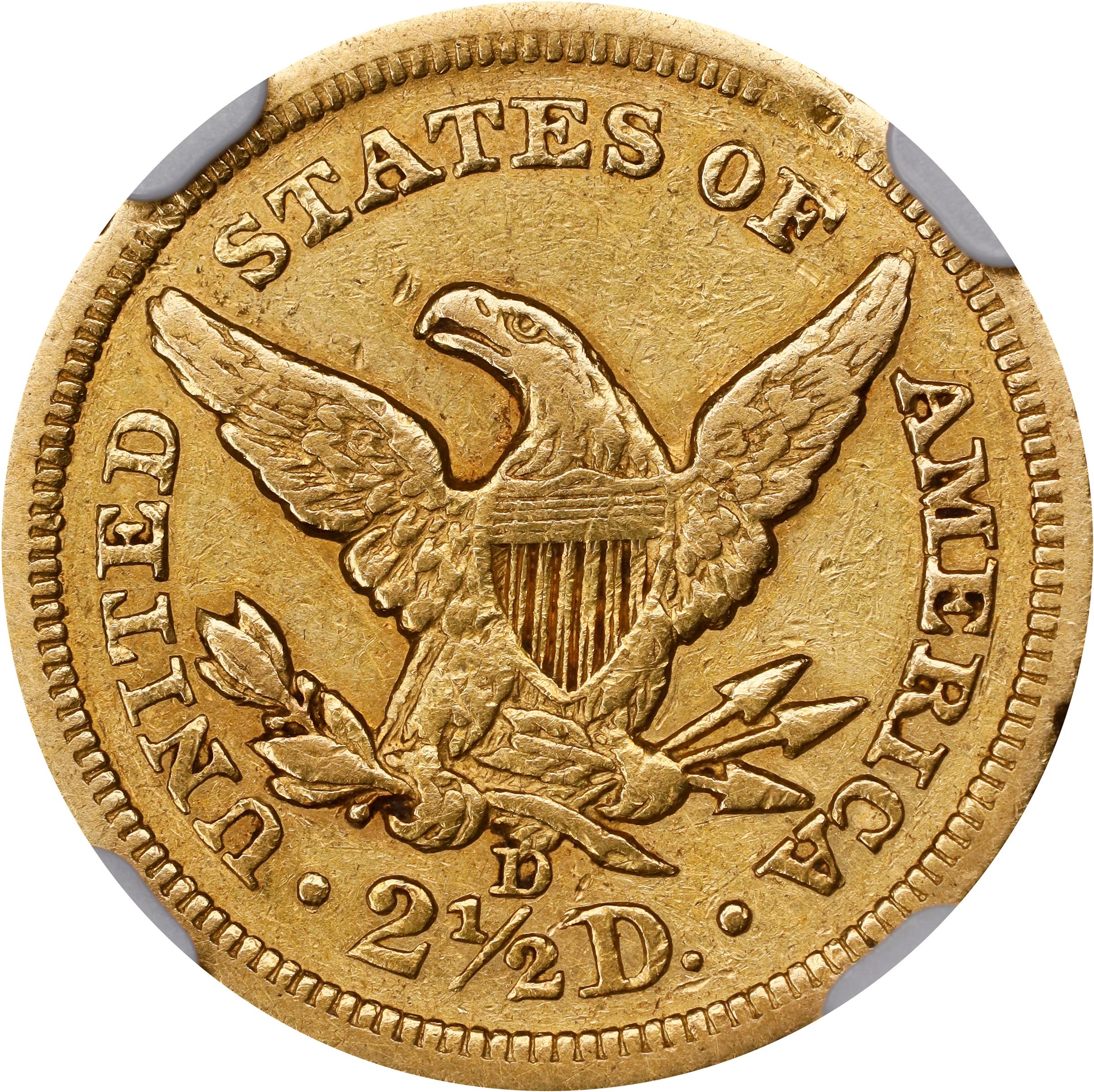 image for: 1840-D Liberty Head Quarter Eagle. Winter 1-A. AU-50 (NGC).