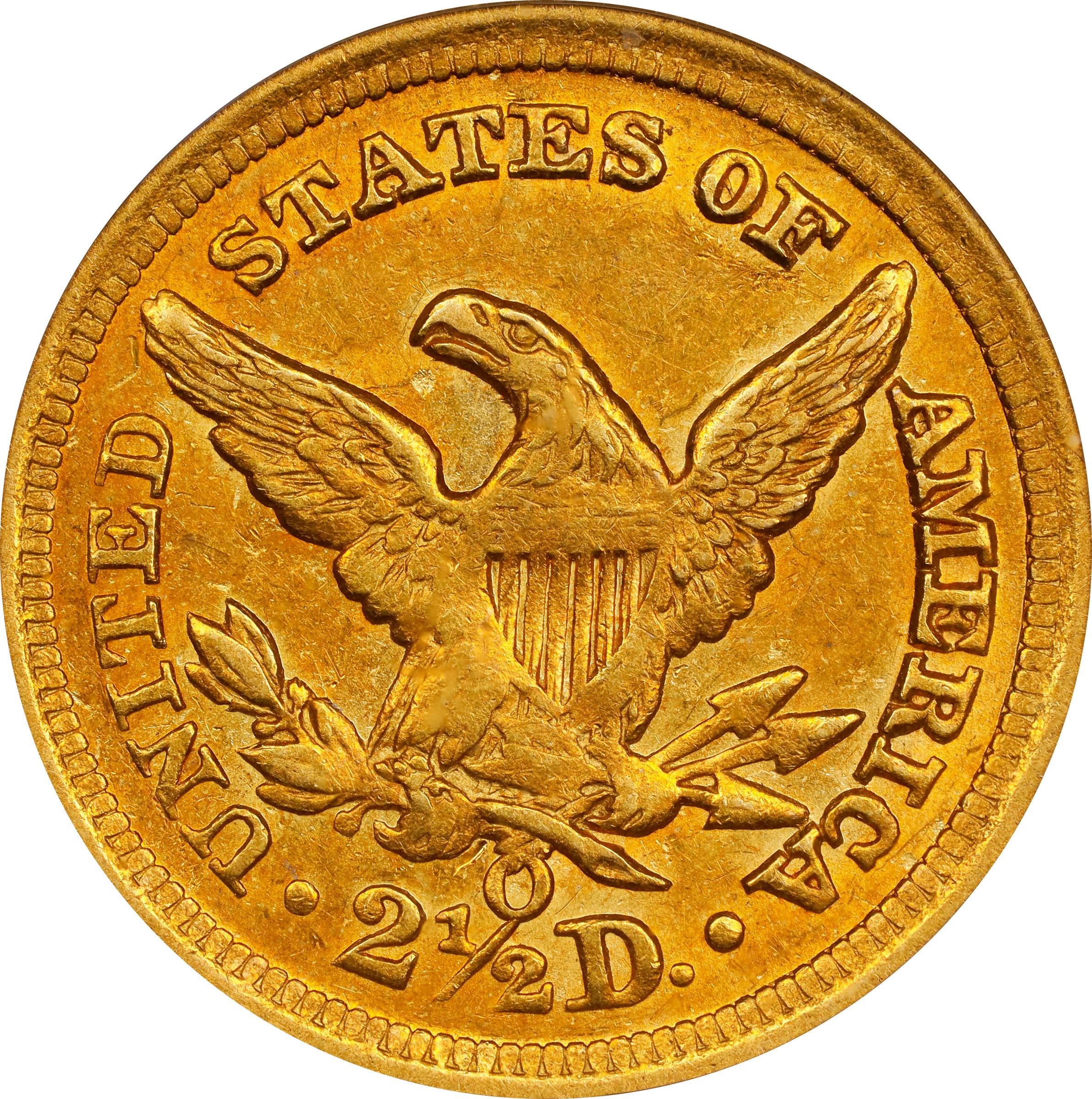 image for: 1845-O Liberty Head Quarter Eagle. Winter-1. Repunched Date. AU-55 (PCGS). CAC.