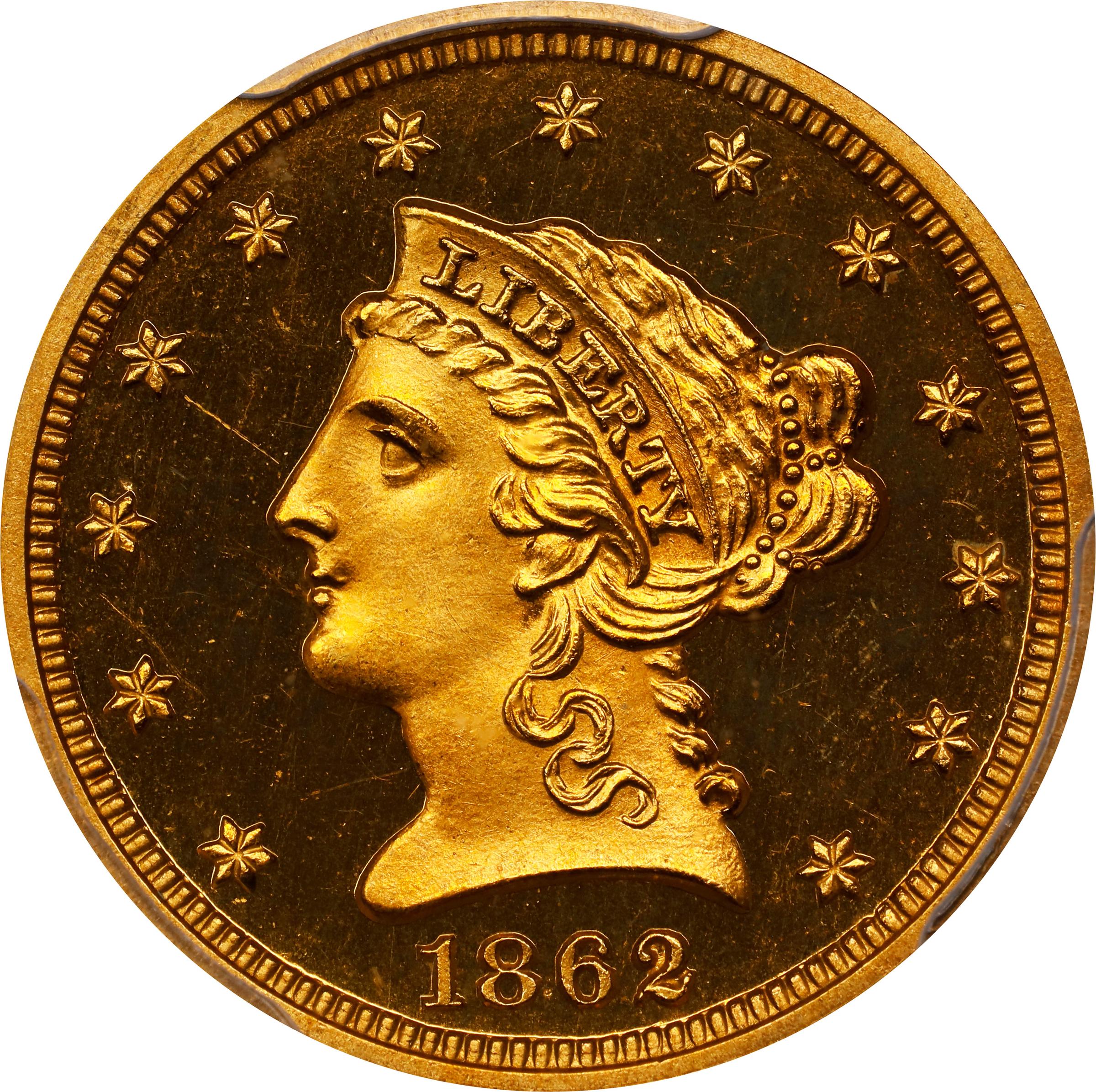 image for: 1862 Liberty Head Quarter Eagle. JD-1. Rarity-6+. Proof-65 Deep Cameo (PCGS). CAC. CMQ.
