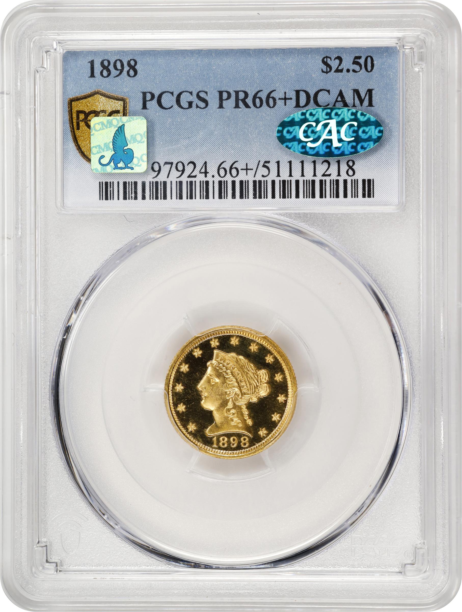 image for: 1898 Liberty Head Quarter Eagle. JD-1. Rarity-4. Proof-66+ Deep Cameo (PCGS). CAC. CMQ.