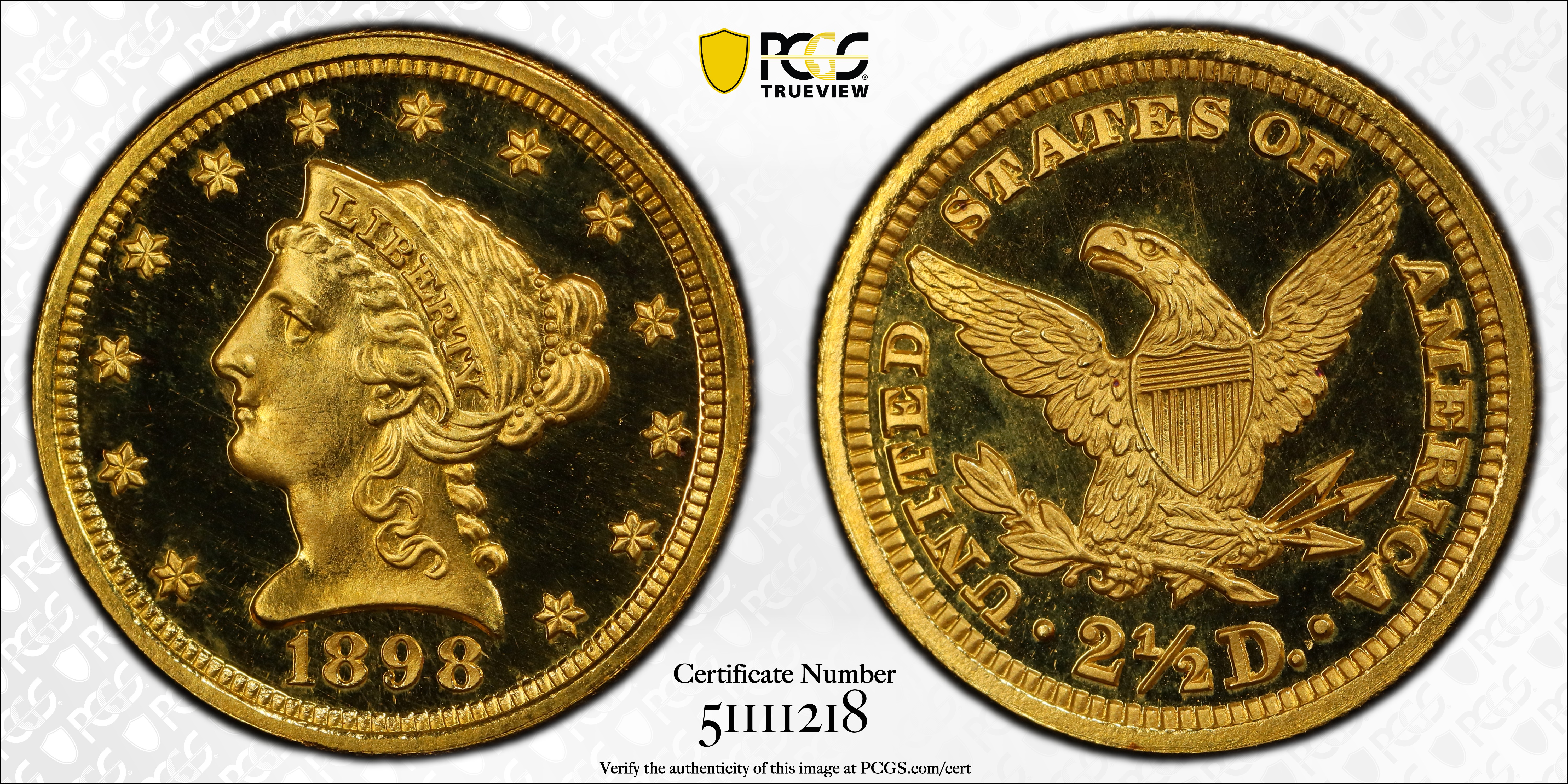 image for: 1898 Liberty Head Quarter Eagle. JD-1. Rarity-4. Proof-66+ Deep Cameo (PCGS). CAC. CMQ.