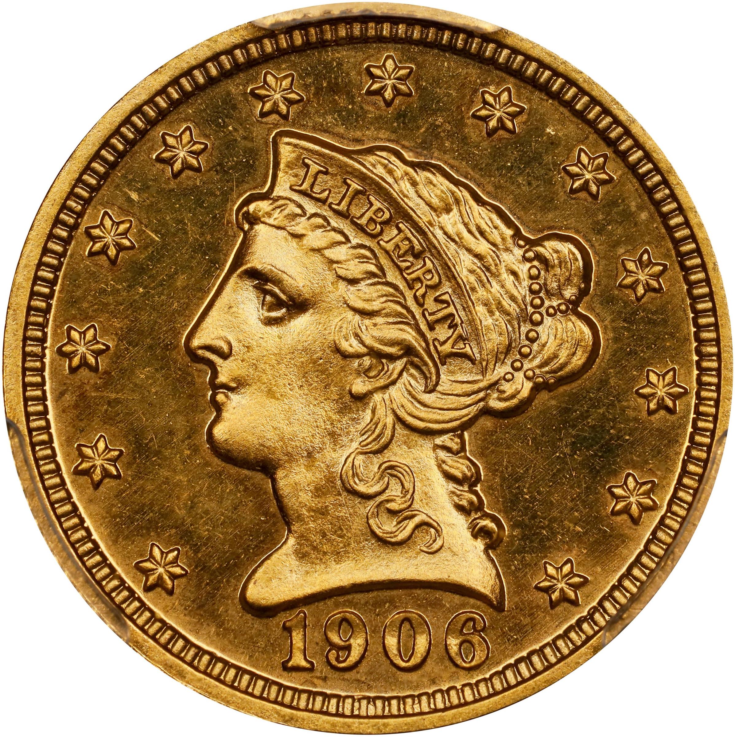 image for: 1906 Liberty Head Quarter Eagle. JD-1. Rarity-4. Proof-66 (PCGS). CAC.